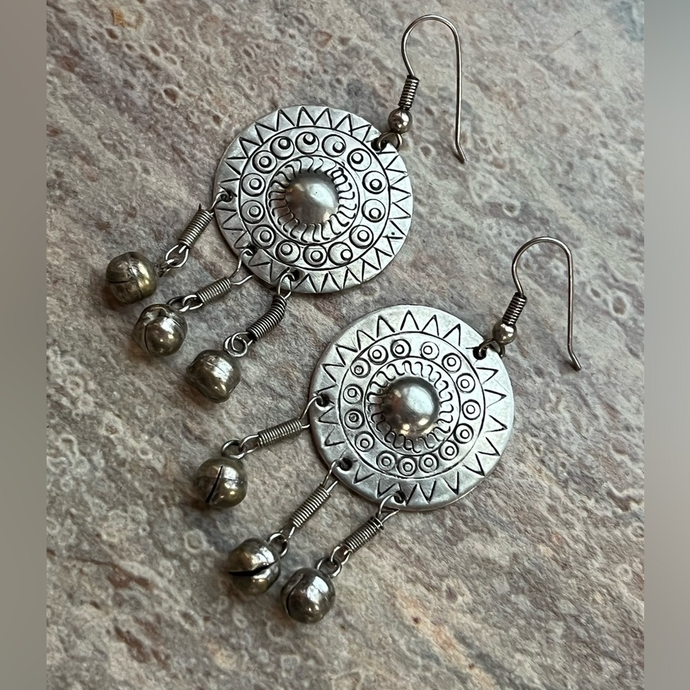Vintage Old Pot Metal? Bell Dangle Earrings